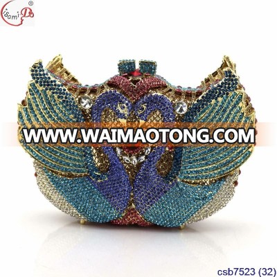 Chowleedee Hot Sale Available design Rhinestone  purse 2018 beautiful colorful nigerian party clutch bag for lady