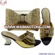 CSB1362 gold african nigeria customized bowknot low heel shoes and bag sets italian matching shoes and bag set