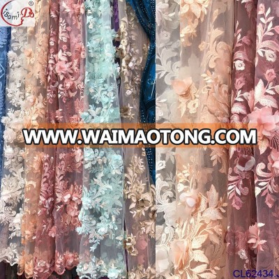 2018 new design 3d flowers with pearls french lace fabric CL62434-1