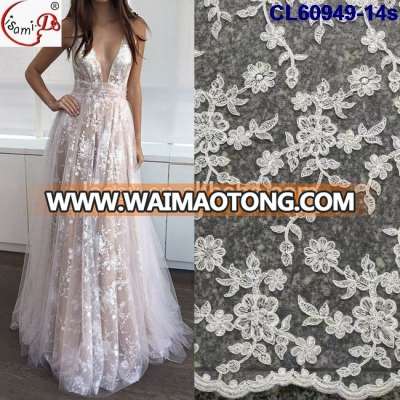 2017 Gorgeous White Wedding Lace Fabric Bridal French Tulle Lace Fabric For Wedding Dress Bridal Gown CL60949